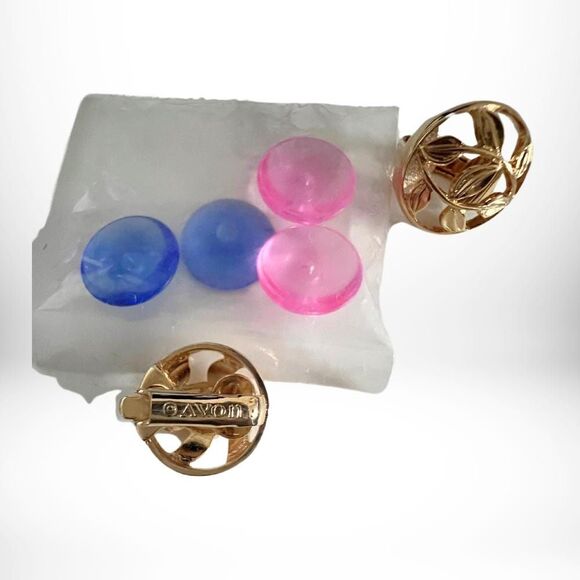 Vintage 1981 Convertible Floral Clip Earrings - Wear 3 Ways - Avon Signed - NIB - Picture 2 of 5